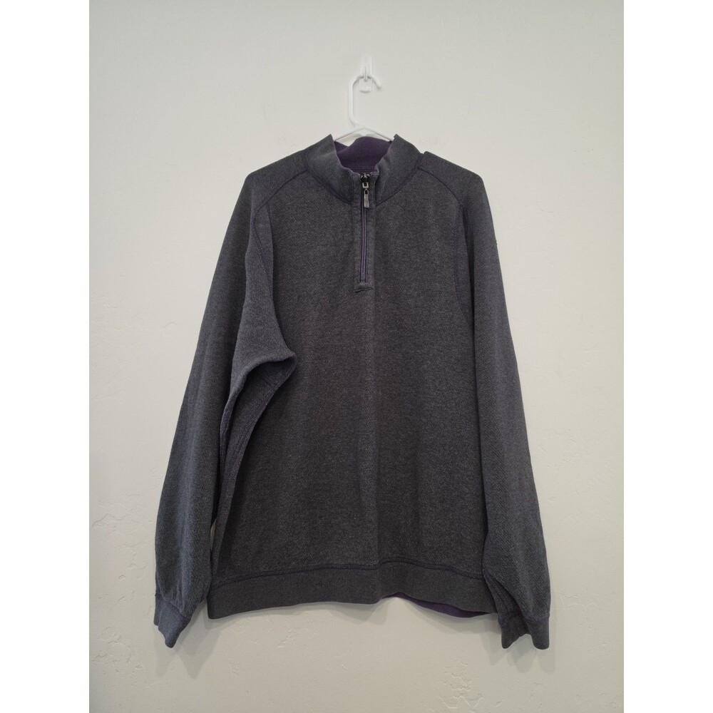 Tommy Bahama Men’s Reversible Quarter Zip Pullover Sweater Men's XL Gray/Purple